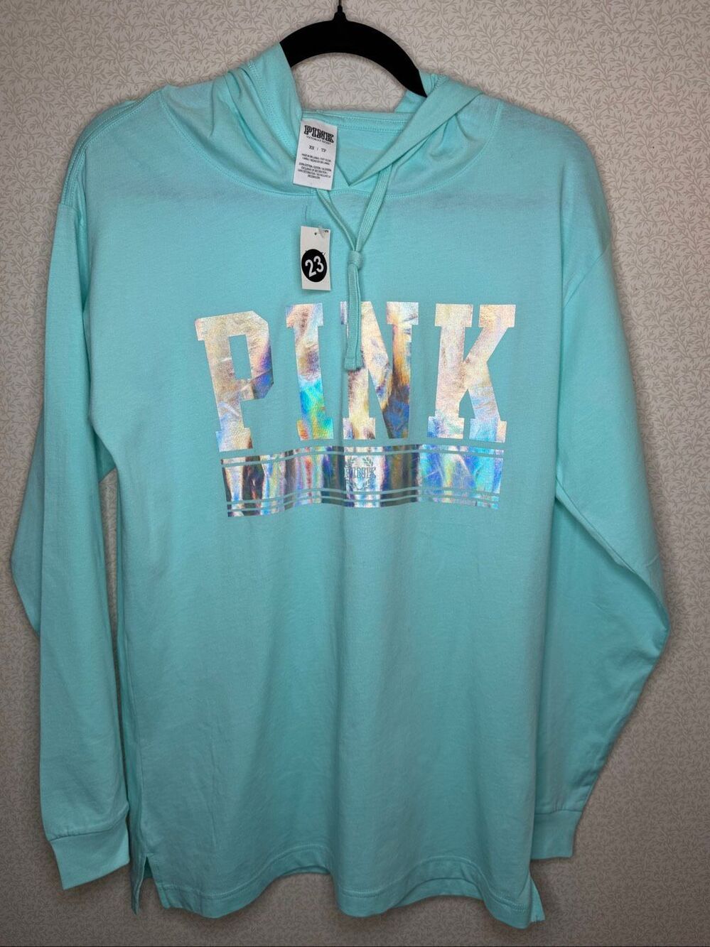 NWT Victoria’s Secret Pink holographic long sleeve hoodie